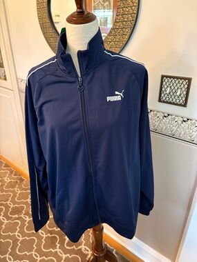 New Puma Navy Full-Zip Performance Jacket with White Piping XL never worn